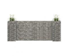 vidaXL H-förmiger Gabionen-Pflanzkorb Stahldraht 260x40x100 cm