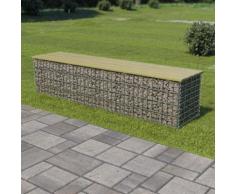 vidaXL Gabionen-Bank 180 cm Verzinkter Stahl und Kiefernholz