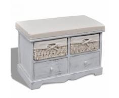 vidaXL Sitzbank mit Stauraum Weiß 62×33×42 cm Paulownia Holz