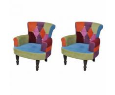 vidaXL Französischer Sessel 2 Stk. Patchwork-Design Stoff