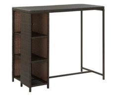 vidaXL Bartisch mit Regal Braun 120x60x110 cm Poly Rattan