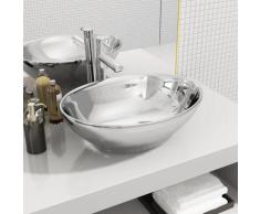 vidaXL Waschbecken 40 x 33 x 13,5 cm Keramik Silber