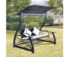 vidaXL Hollywoodschaukel Poly Rattan Schwarz 167×130×178 cm