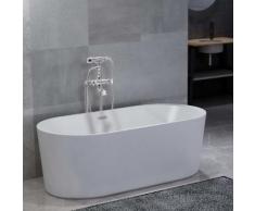 vidaXL Freistehende Badewanne und Wasserhahn 204 L 99,5 cm Silbern