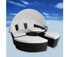vidaXL Outdoor-Sonneninsel Poly Rattan Schwarz