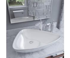 vidaXL Waschbecken Keramik Dreiecksform Weiß 645 x 455 x 115 mm