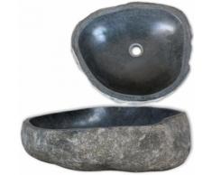 vidaXL Waschbecken Flussstein Oval 30-37 cm