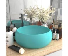 vidaXL Luxuriöses Waschbecken Rund Matt Hellgrün 40x15 cm Keramik