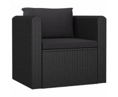 vidaXL Sessel mit Auflagen Poly Rattan Schwarz