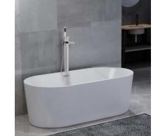 vidaXL Freistehende Badewanne und Wasserhahn 204 L 110 cm Silbern