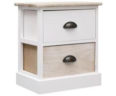 vidaXL Nachttisch Weiß und Natur 38×28×45 cm Paulownia Holz
