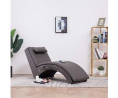 vidaXL Massage Chaiselongue mit Kissen Grau Kunstleder