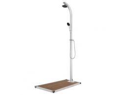 vidaXL Gartendusche mit Brauner Bodenplatte 220 cm Aluminium