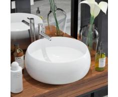 vidaXL Waschbecken Rund Keramik Weiß 40 x 15 cm
