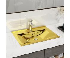 vidaXL Waschbecken mit Überlauf 60 x 46 x 16 cm Keramik Golden