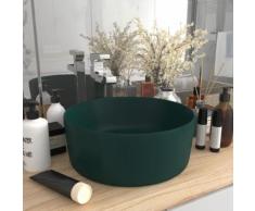 vidaXL Luxuriöses Waschbecken Rund Matt Dunkelgrün 40x15 cm Keramik