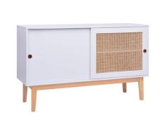 vidaXL Sideboard Weiß 130x40x80 cm MDF und Rattan