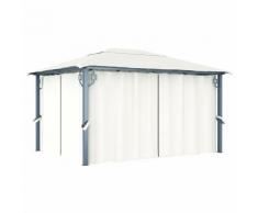 vidaXL Pavillon mit Vorhängen 400 x 300 cm Creme Aluminium