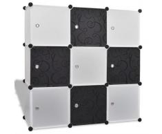 vidaXL Regalsystem Treppenregal Steckregal 9 Fächer 110x37x110cm schwarz-weiß