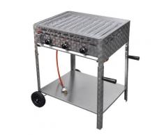 vidaXL Gastro-Gasgrill 3 Brenner Edelstahl BBQ Bräter mit Ablageregal