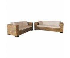 vidaXL Sofa-Set 2-Sitzer und 3-Sitzer Echtes Rattan
