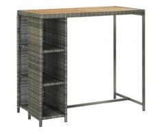 vidaXL Bartisch mit Regal Grau 120x60x110 cm Poly Rattan
