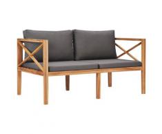 vidaXL Gartenbank mit Grauen Auflagen Massivholz Teak