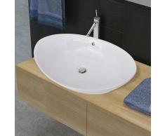 vidaXL Keramik Waschbecken Keramikspülen Überlauf Oval 59 x 38,5 cm