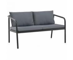 vidaXL 2-Sitzer-Gartenbank mit Auflagen Grau Aluminium