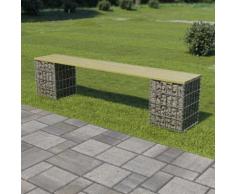 vidaXL Gabionen-Bank 180 cm Verzinkter Stahl und Kiefernholz