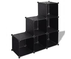 vidaXL Regalsystem Treppenregal Steckregal mit 6 Fächern 110x37x110cm schwarz