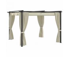 vidaXL Pavillon mit Vorhängen 3 x 3 m Creme Stahl