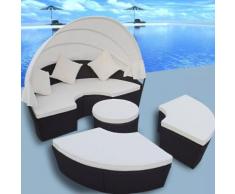 vidaXL Outdoor-Sonneninsel mit Sonnendach Poly Rattan Schwarz