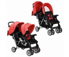 vidaXL Geschwisterwagen Stahl Rot und Schwarz