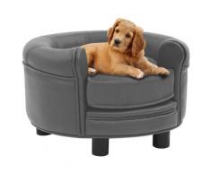 vidaXL Hundesofa Grau 48x48x32 cm Plüsch und Kunstleder