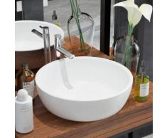 vidaXL Waschbecken Rund Keramik Weiß 42 x 12 cm