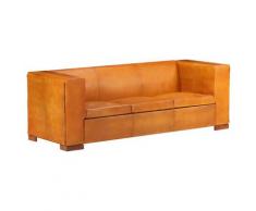 vidaXL 3-Sitzer-Sofa Hellbraun Echtleder