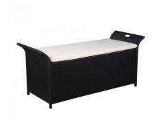 vidaXL Truhenbank mit Polster 138 cm Poly Rattan Schwarz