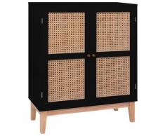 vidaXL Sideboard Schwarz 80x35x100 cm MDF und Rattan