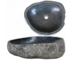 vidaXL Waschbecken Flussstein Oval 30-37 cm