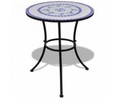 vidaXL Bistrotisch Blau und Weiß 60 cm Mosaik