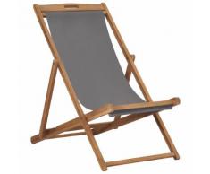 vidaXL Strandstuhl Klappbar Massivholz Teak Grau