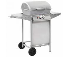 vidaXL Gasgrill mit 2 Kochzonen Edelstahl Silbern