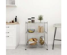 vidaXL Lagerregal mit 3 Böden 60x35x76 cm Verchromt 150 kg
