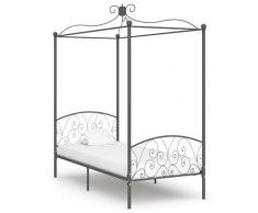 vidaXL Himmelbett-Gestell Grau Metall 100 x 200 cm