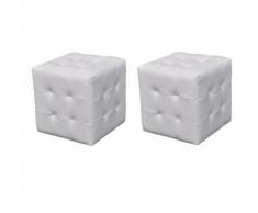 vidaXL Nachttisch Sitzhocker 2er Set 30x30x30 cm weiß