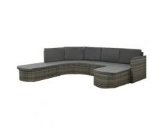vidaXL 4-tlg. Garten-Lounge-Set mit Auflagen Poly Rattan Grau