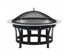 vidaXL Garten-Feuerschale mit Grill Edelstahl 76 cm