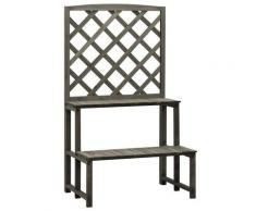 vidaXL Blumentreppe mit Rankgitter Grau 70x42x120 cm Massivholz Tanne