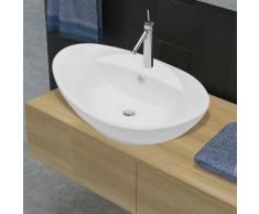 vidaXL Luxuriöses Keramik Waschbecken Oval + Überlauf 59 x 40cm